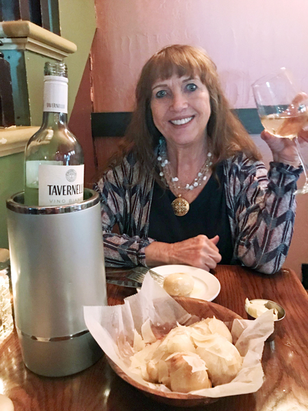 Karen Duquette and her wine